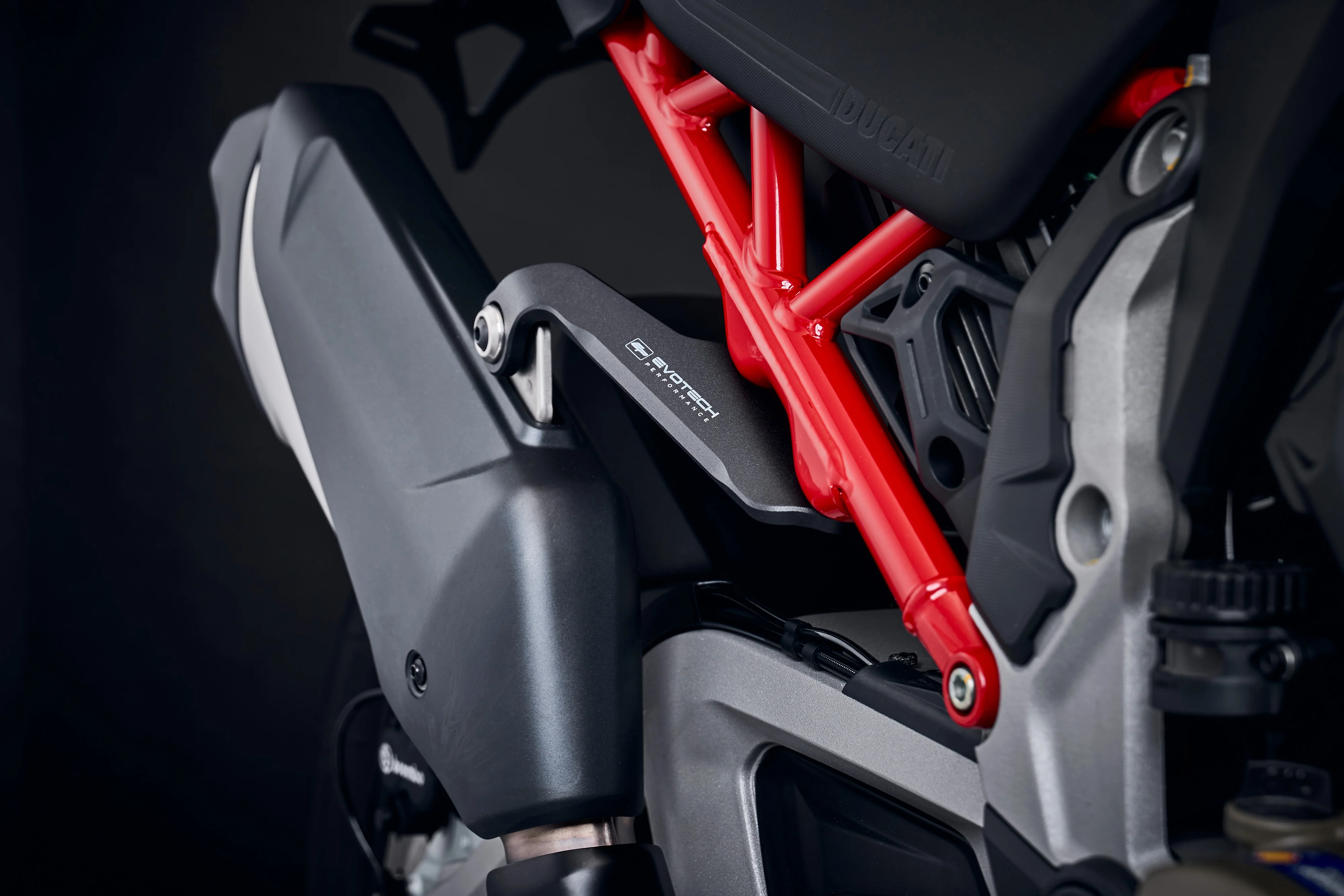 Evotech Ducati Multistrada V4 RS Exhaust Hanger & Pillion Footpeg Removal Kit (2024) - Image 3